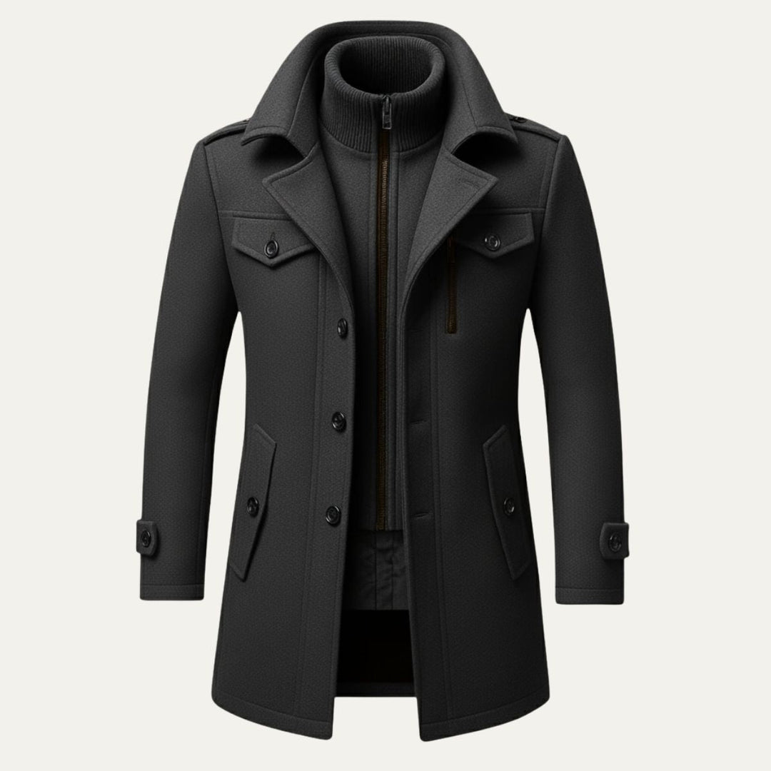 Manteau Homme à Double Col – Gris