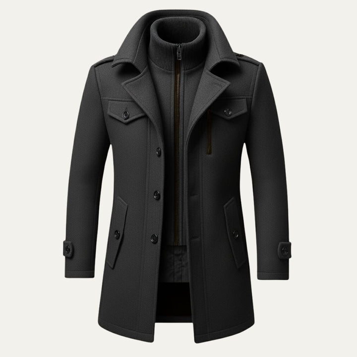 Manteau Homme à Double Col – Gris