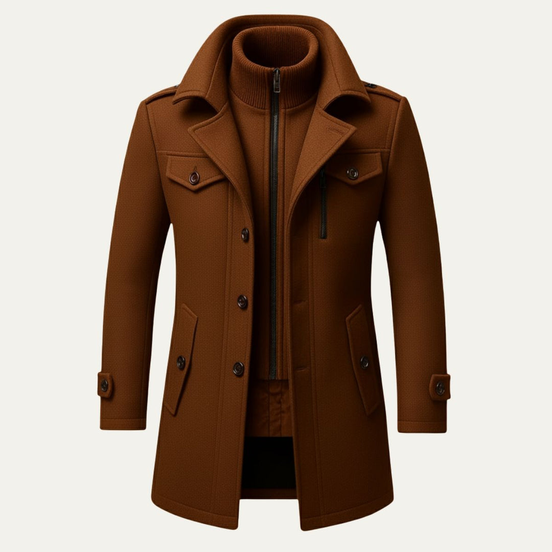 Manteau Homme à Double Col – Kaki