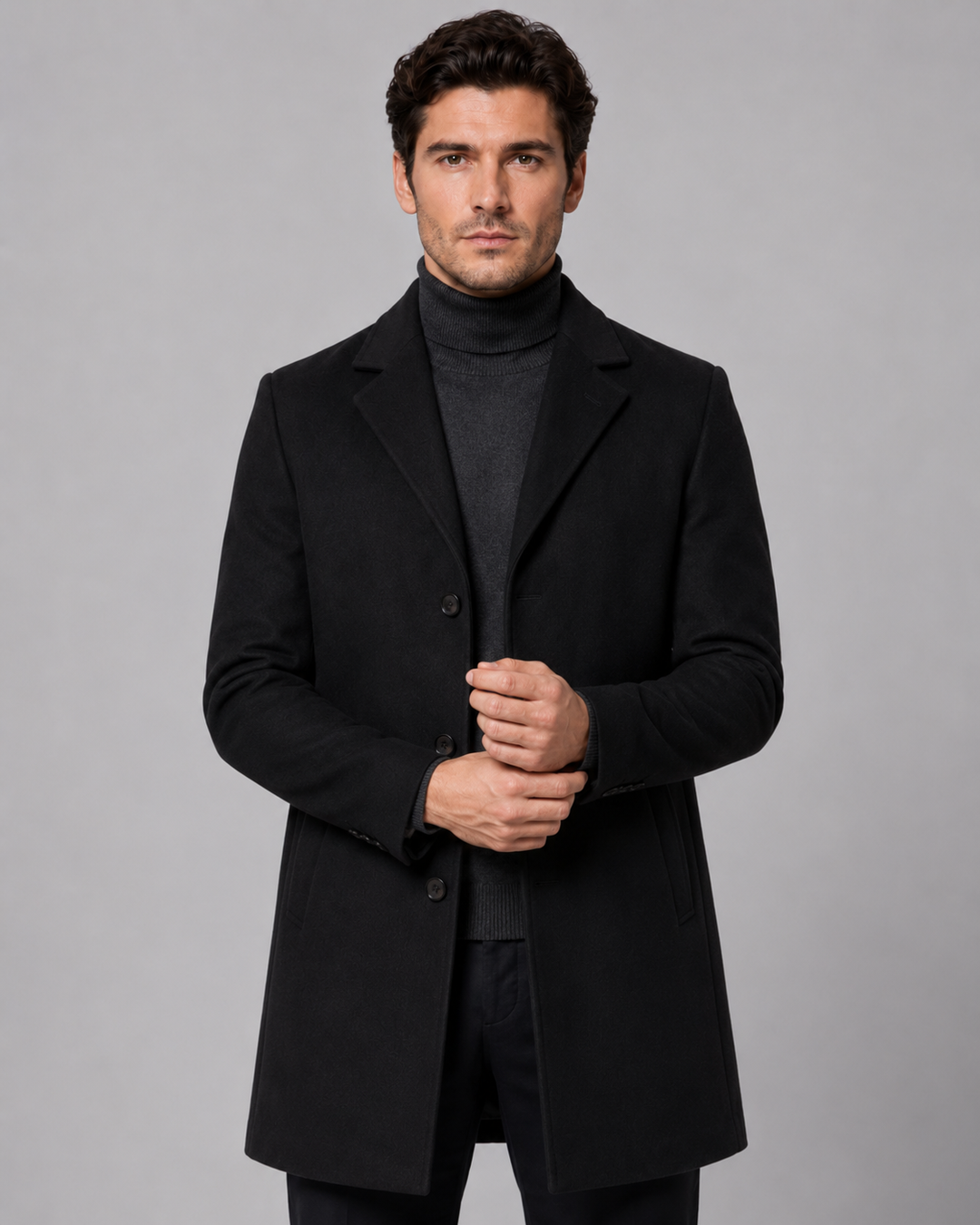 Manteau Homme Coupe Ajustée – Noir