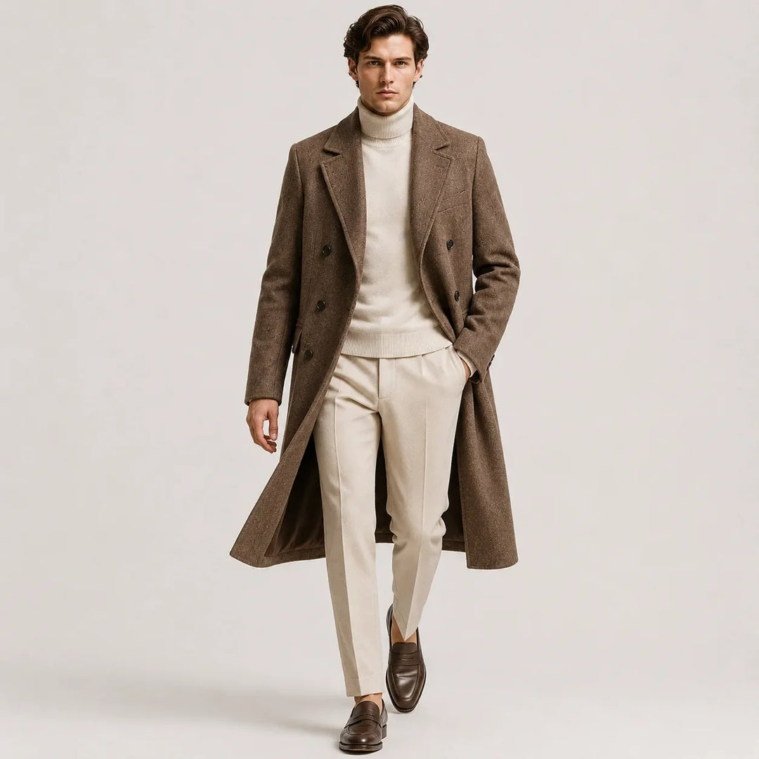 Manteau Homme Croisé Classique – Marron