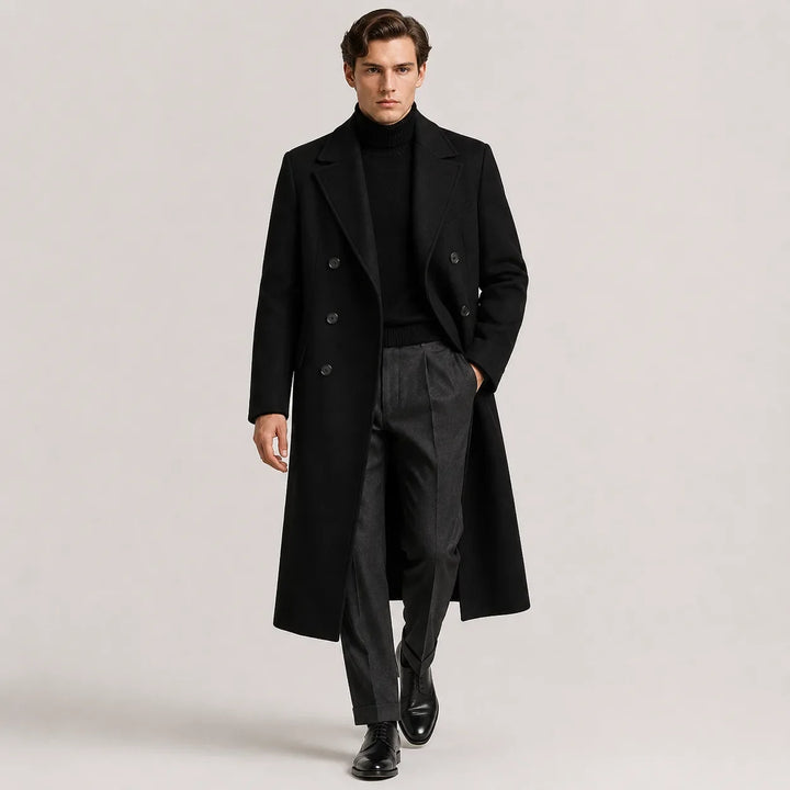 Manteau Homme Croisé Classique – Noir