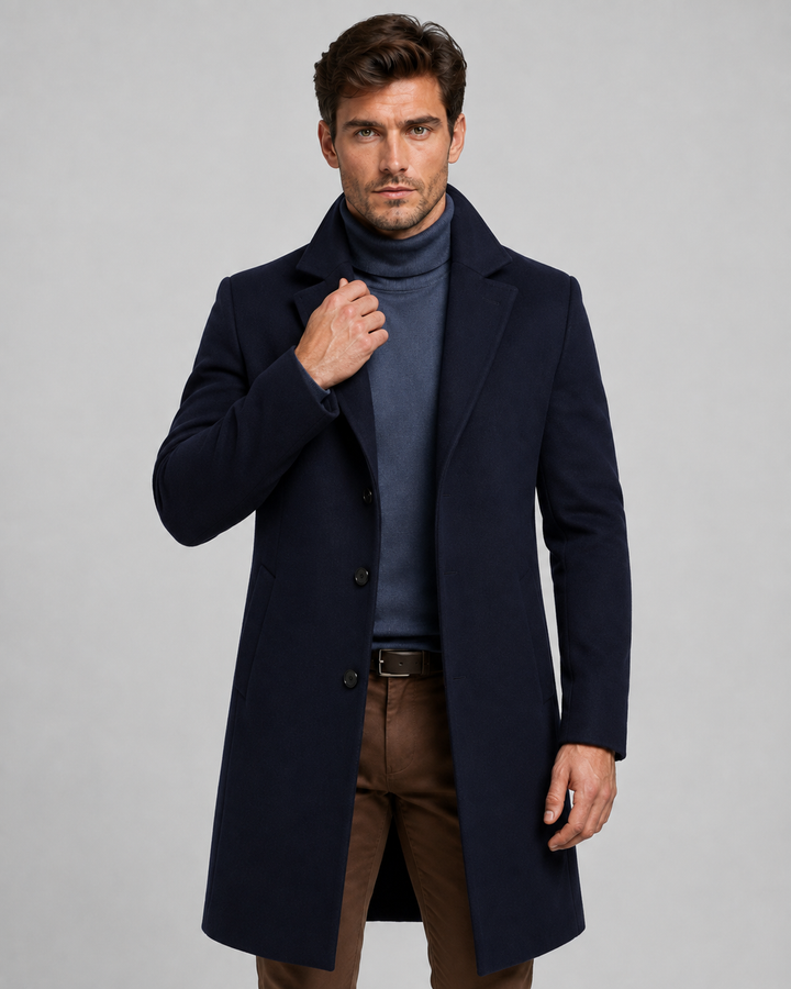 Manteau Homme Droit et Élégant – Bleu Marine