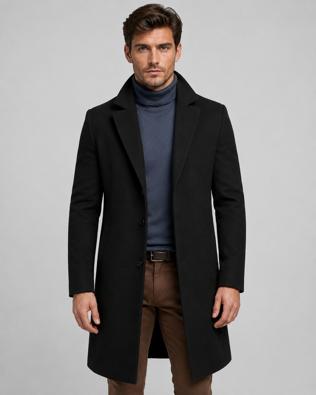 Manteau Homme Droit et Élégant – Noir