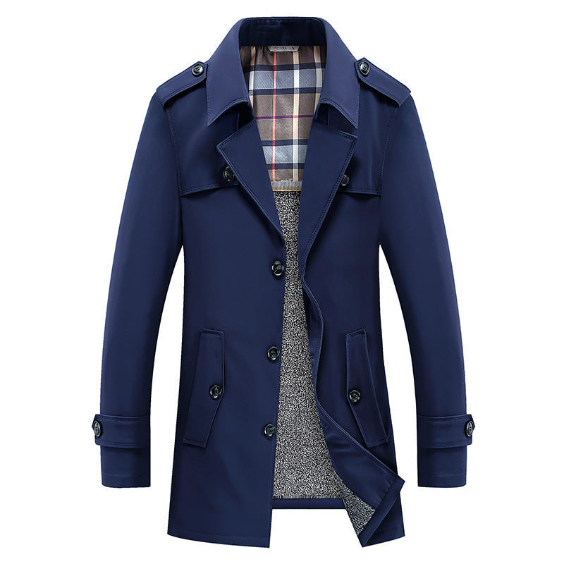 Manteau Homme Mi-long Classique – Bleu Foncé