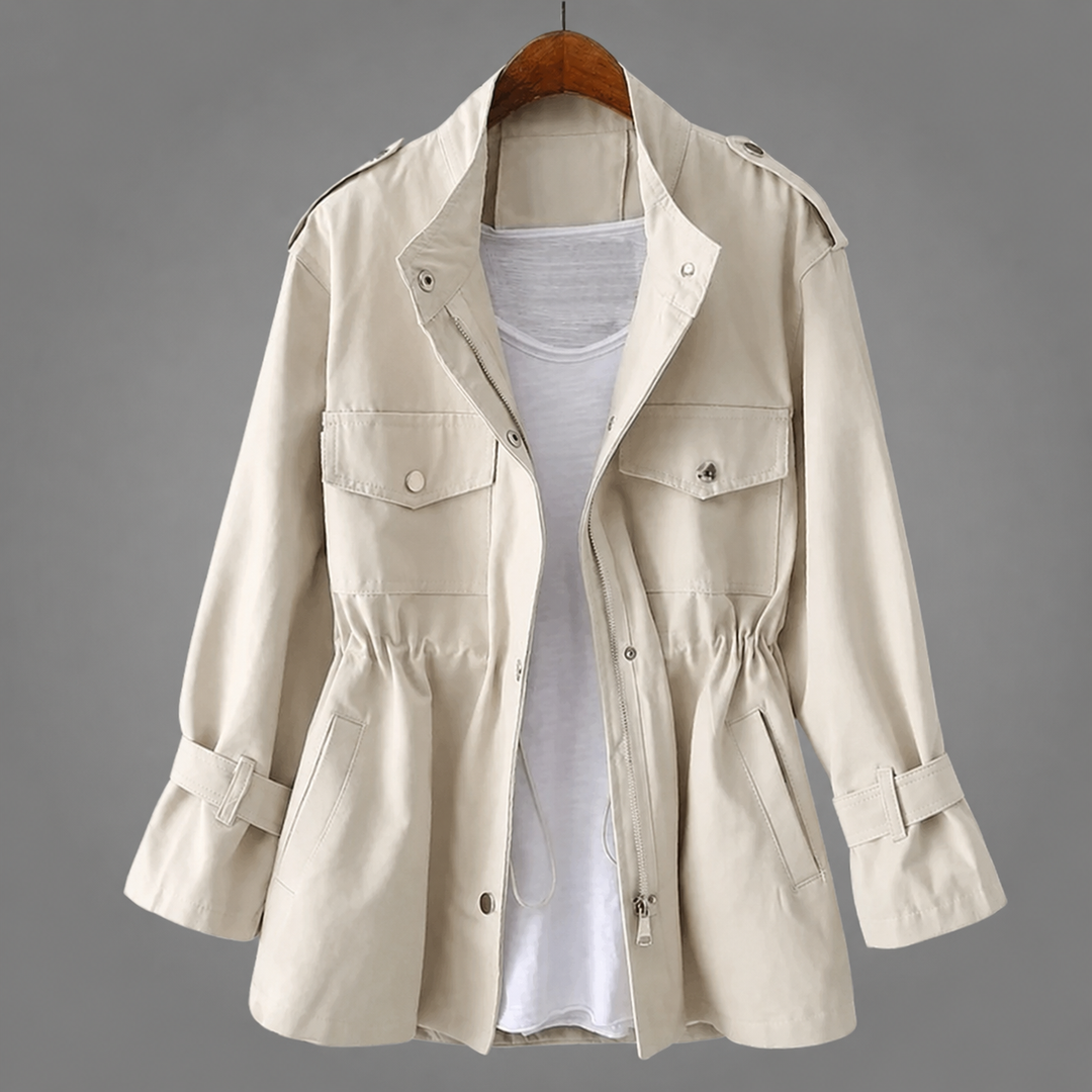 Manteau léger à taille ajustable – Crème