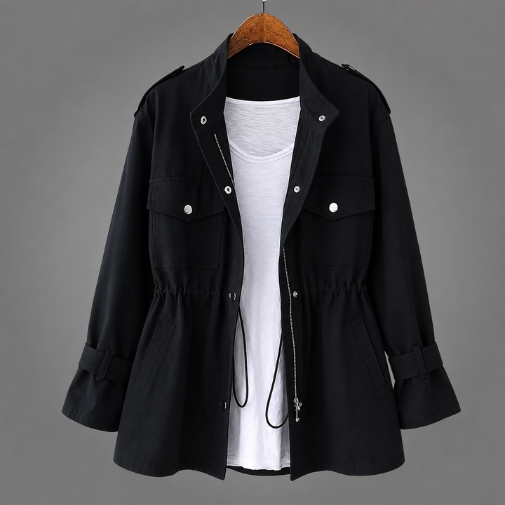 Manteau léger à taille ajustable – Noir