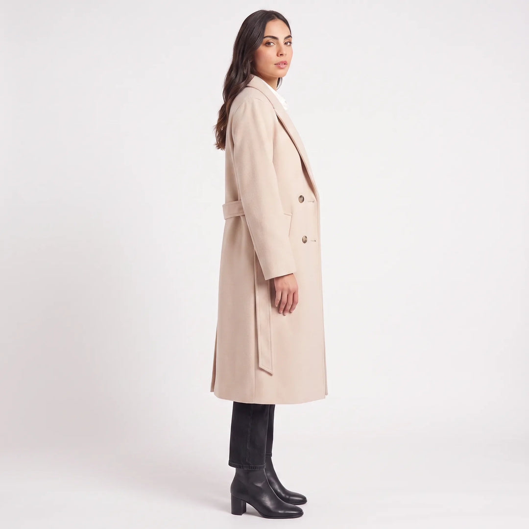 Manteau Long à Col Revers