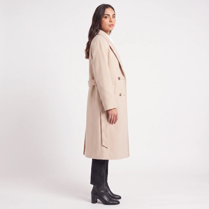 Manteau Long à Col Revers