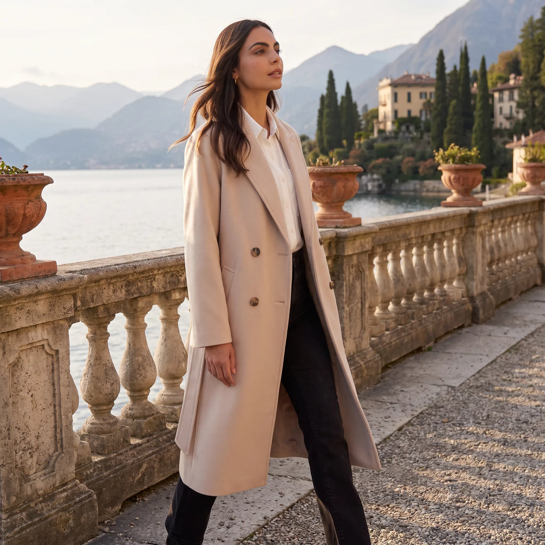 Manteau long à double boutonnage