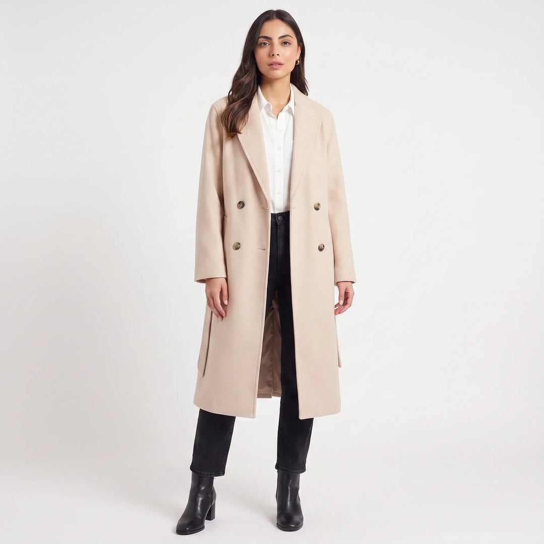 Manteau long à double boutonnage – Kaki