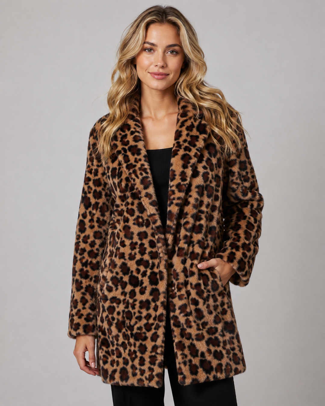 Manteau Long à Imprimé Animal