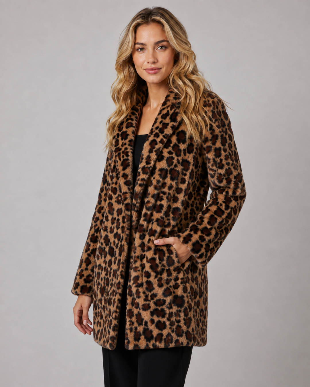 Manteau Long à Imprimé Animal