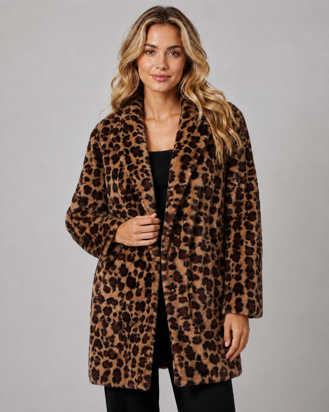 Manteau Long à Imprimé Animal