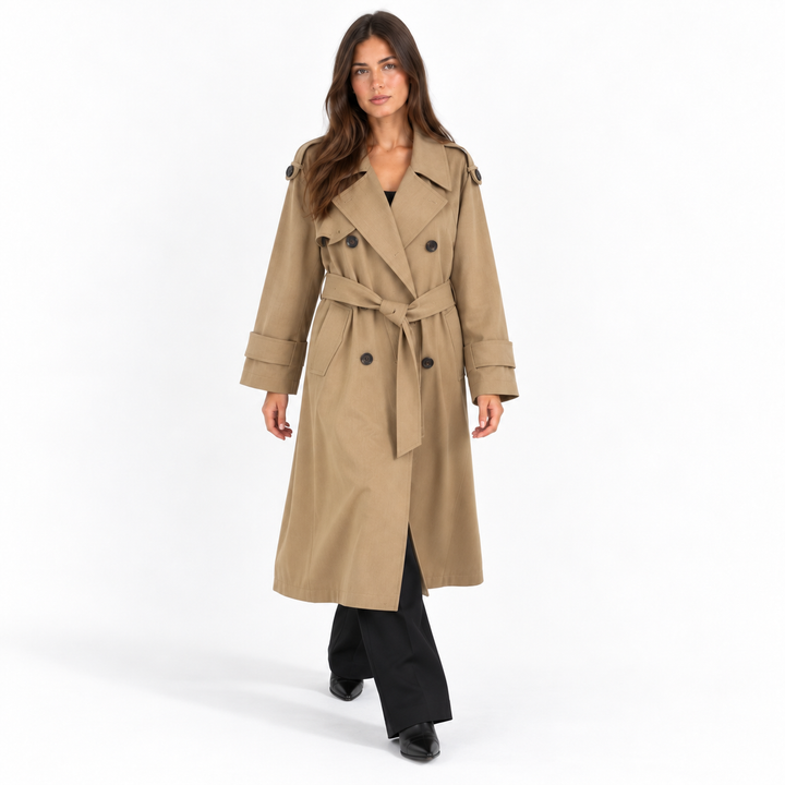 Manteau Long à Larges Revers – Marron