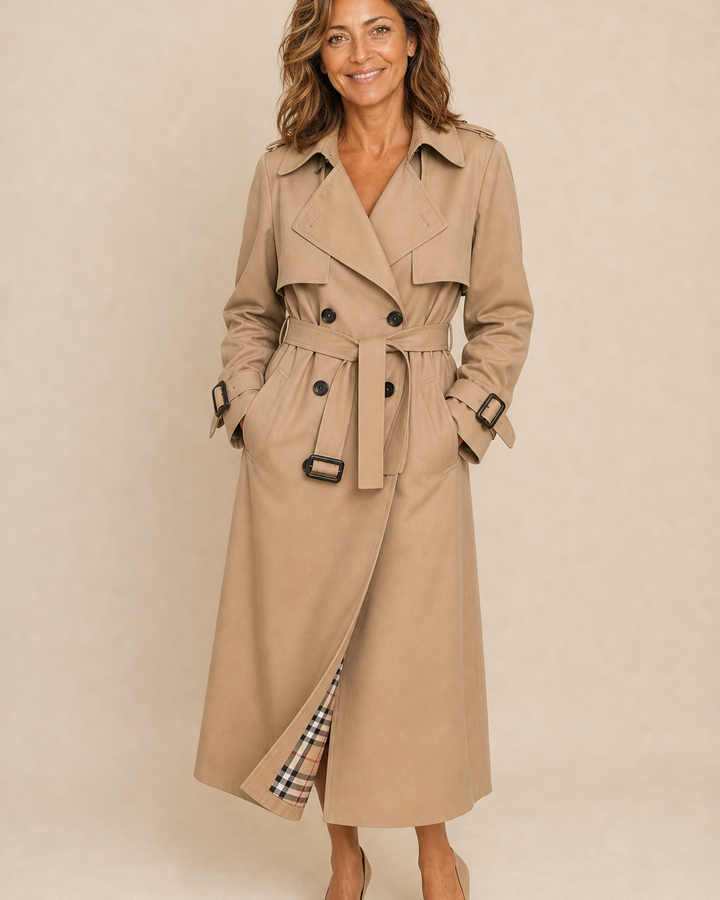 Manteau long ceinturé classique