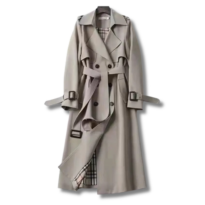 Manteau long ceinturé classique – Gris