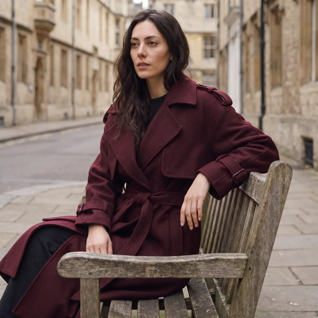 Manteau long ceinturé élégant