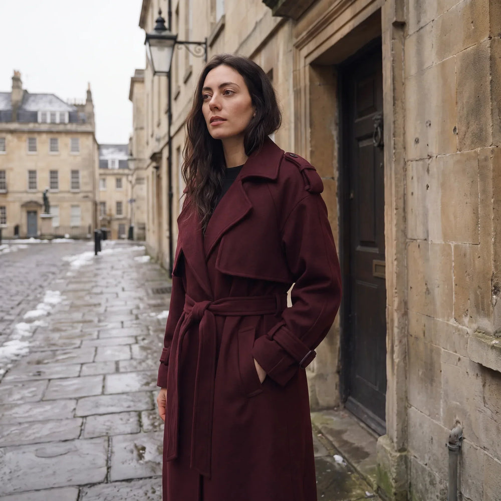 Manteau long ceinturé élégant