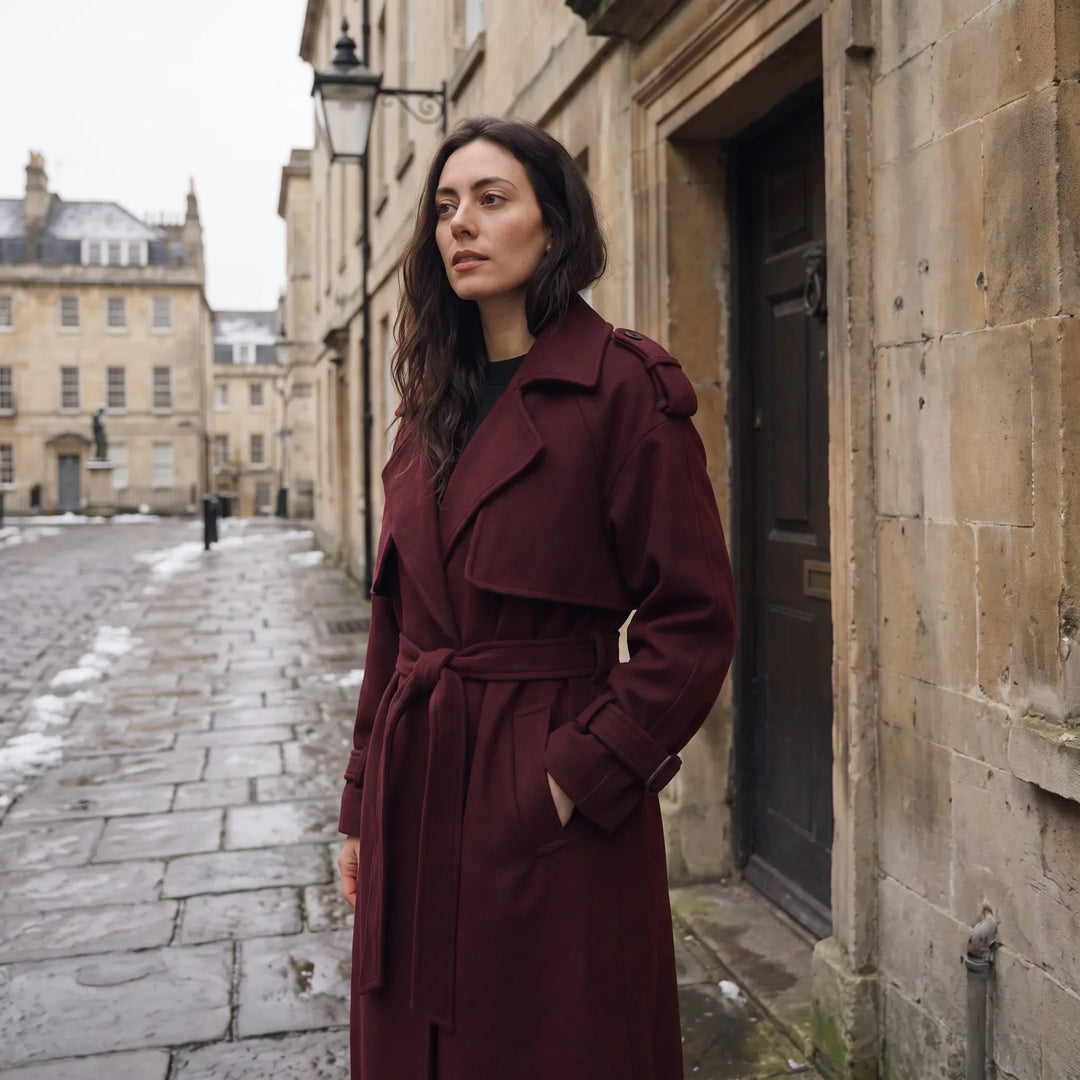Manteau long ceinturé élégant