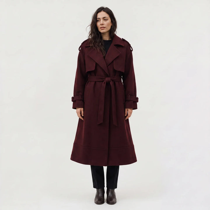 Manteau long ceinturé élégant
