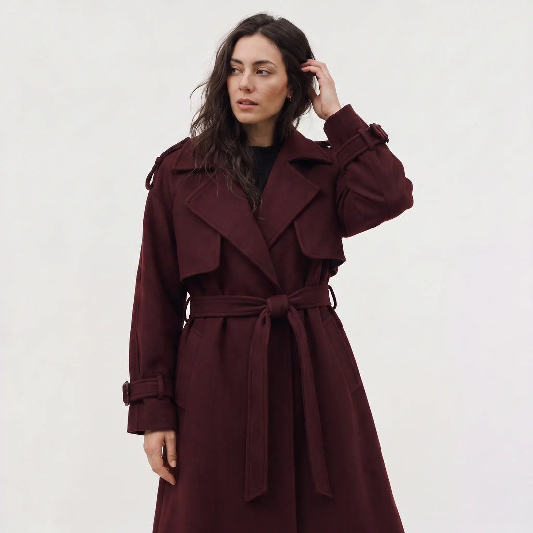 Manteau long ceinturé élégant