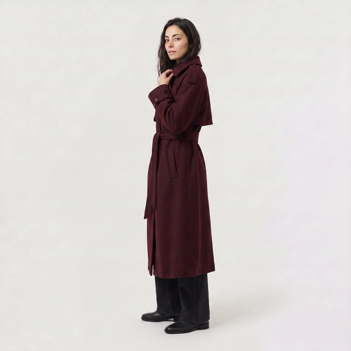 Manteau long ceinturé élégant