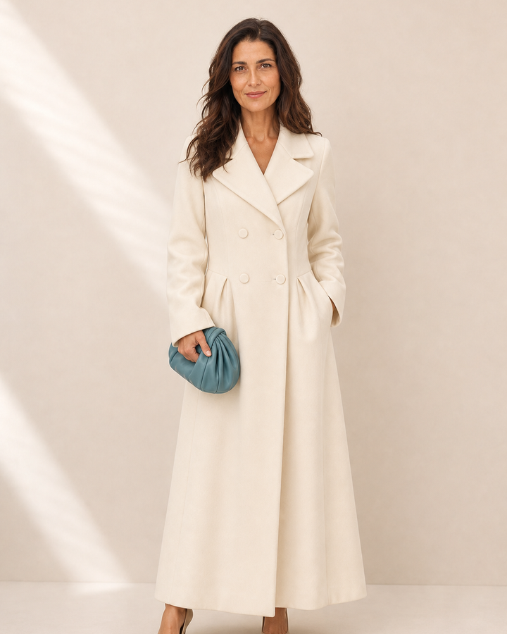 Manteau long cintré ivoire
