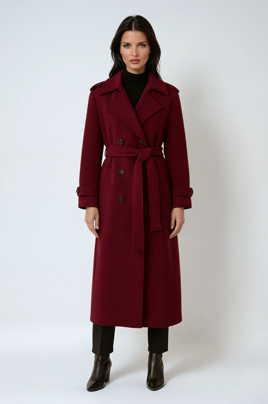 Manteau Long Croisé Bordeaux – Bordeaux