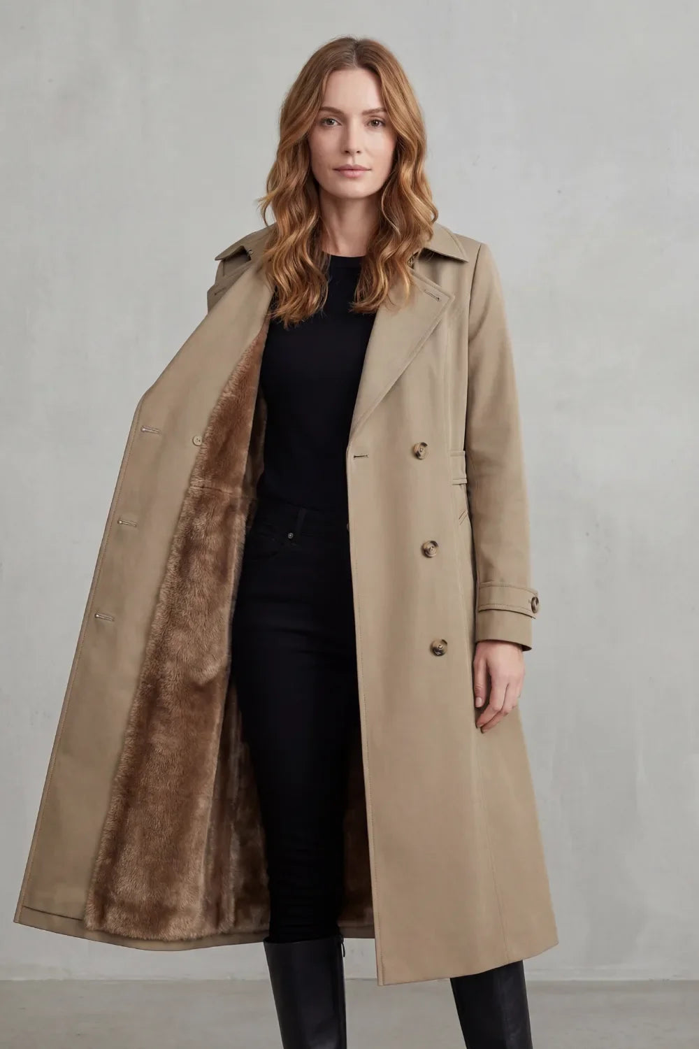 Manteau Long Croisé Chaud