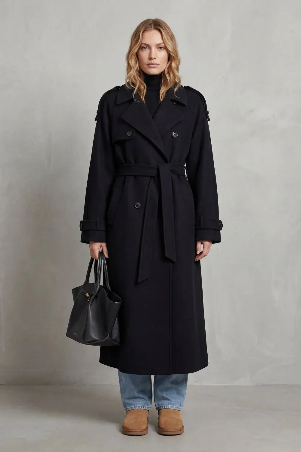 Manteau Long Croisé et Ceinturé