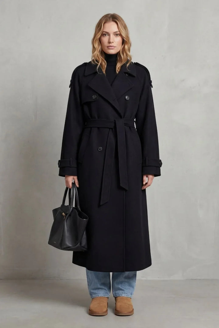 Manteau Long Croisé et Ceinturé