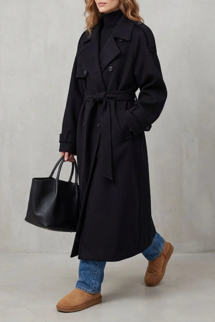 Manteau Long Croisé et Ceinturé