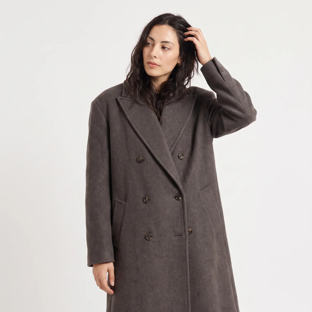 Manteau long croisé structuré