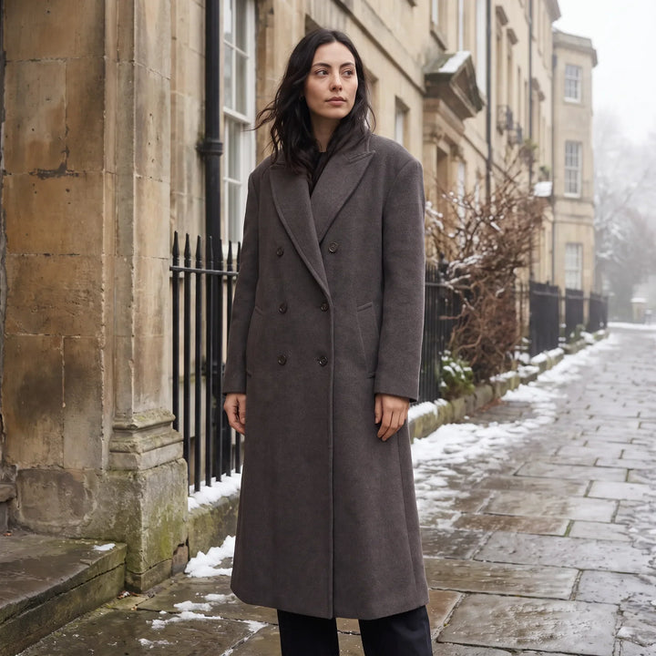Manteau long croisé structuré