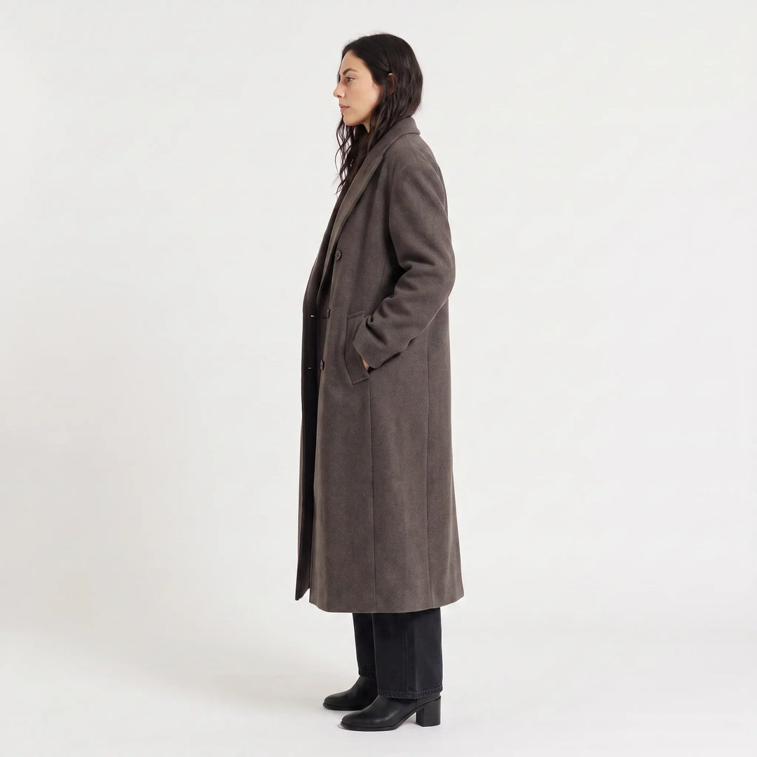 Manteau long croisé structuré