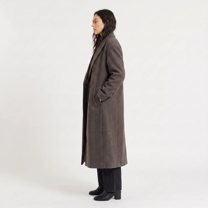 Manteau long croisé structuré