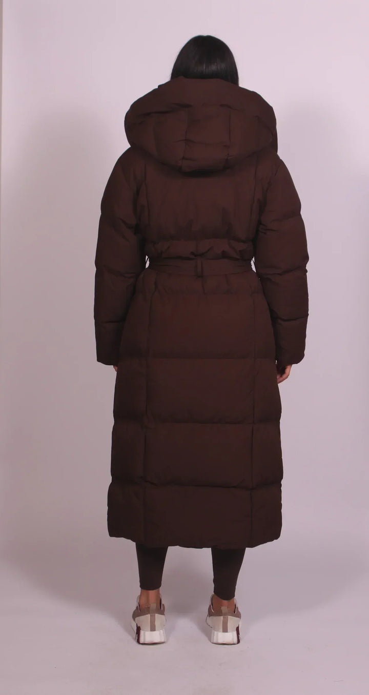 Manteau Long Enveloppant à Capuche