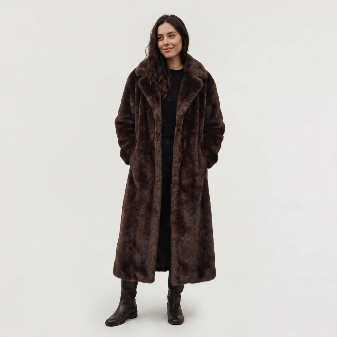 Manteau Long Enveloppant Marron