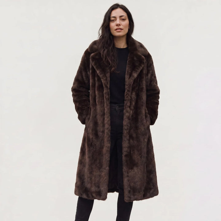 Manteau Long Enveloppant Marron – Marron