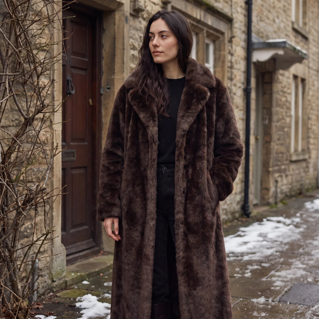 Manteau Long Enveloppant Marron