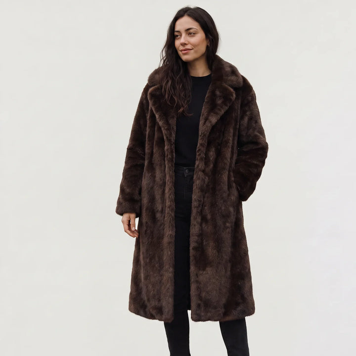 Manteau Long Enveloppant Marron