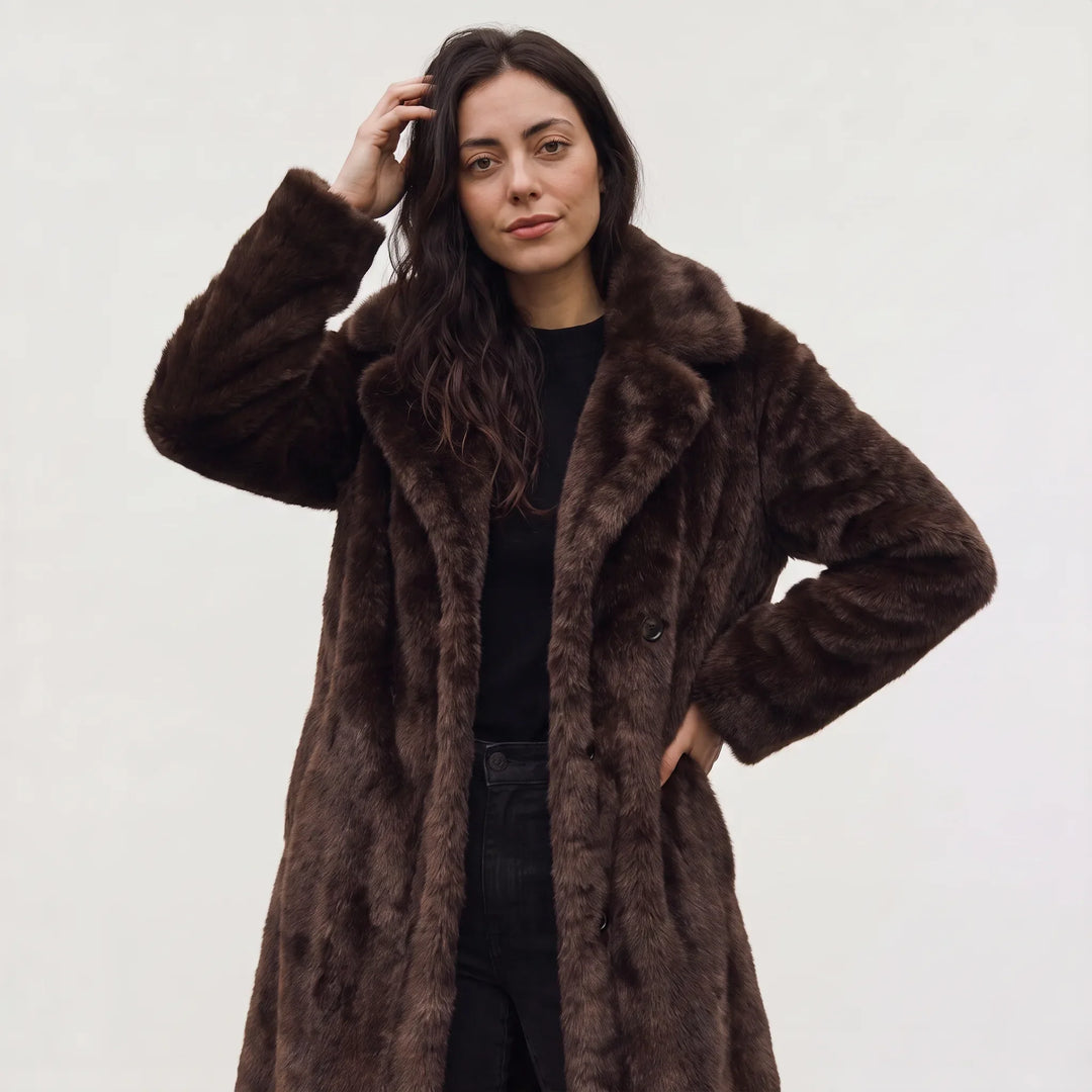Manteau Long Enveloppant Marron