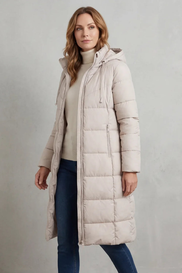 Manteau Long Matelassé à Capuche