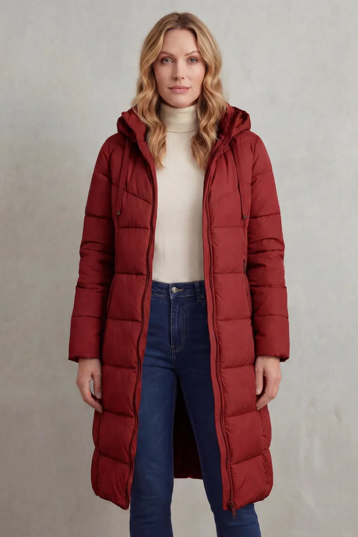 Manteau Long Matelassé à Capuche