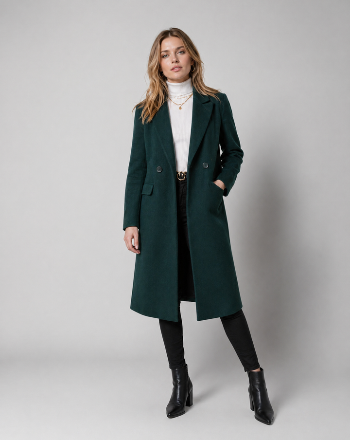 Manteau Long Structuré Vert