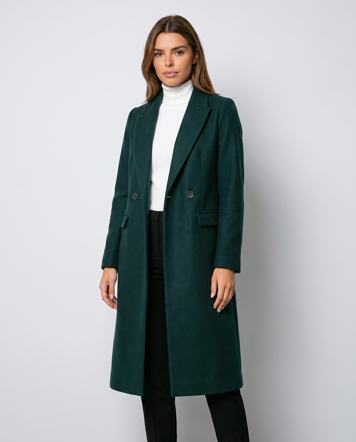 Manteau Long Structuré Vert