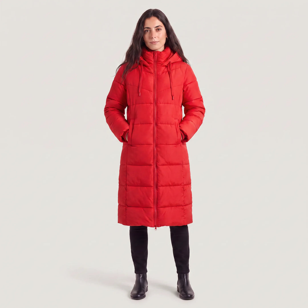 Manteau long zippé à capuche
