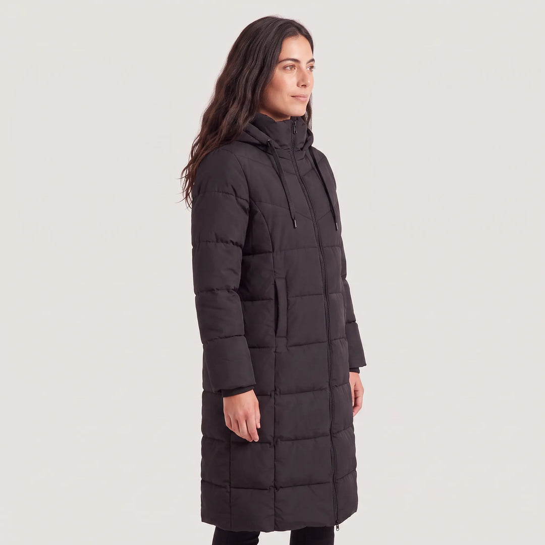Manteau long zippé à capuche