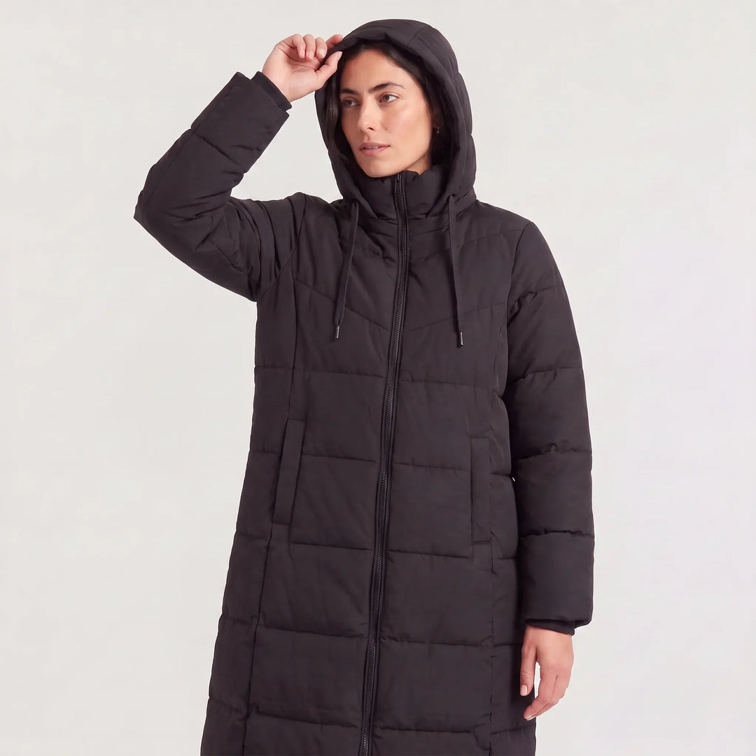 Manteau long zippé à capuche